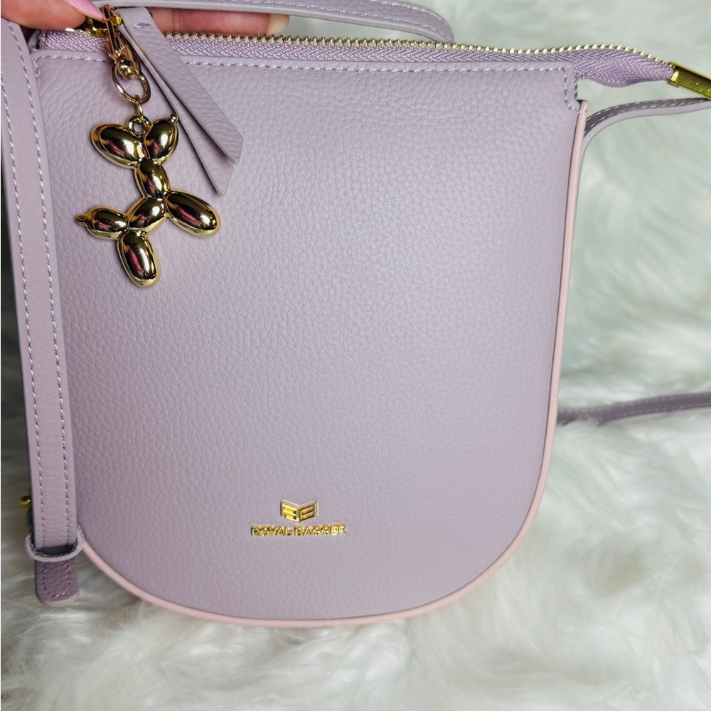 NWOT Royal bagger leather Lavender Crossbody Bag plus FREE CHARM
